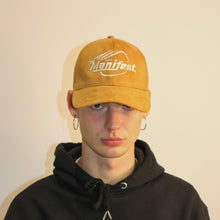 Load image into Gallery viewer, Suede brown cap with delicate embroidery from Manifest, designed for both comfort and fashion-forward style.