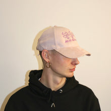 Load image into Gallery viewer, Stylish dusty pink suede cap with striking skull embroidery by Manifest, perfect for adding a bold statement to your look.