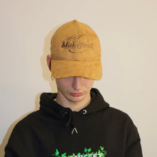 Load image into Gallery viewer, Manifest suede brown cap with detailed embroidery, offering a stylish and premium accessory.