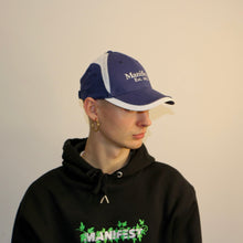Load image into Gallery viewer, Classic navy Manifest cap with intricate embroidery, perfect for casual, everyday wear.