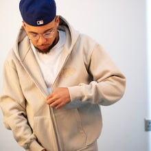 Load image into Gallery viewer, Manifest Full Zip Up Globe Hoodie Cream