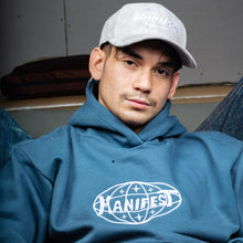 Load image into Gallery viewer, Manifest Globe Hoodie Dusty Blue