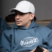 Load image into Gallery viewer, Manifest Globe Hoodie Dusty Blue