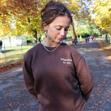 Load image into Gallery viewer, Cute Embroidered Manifest Clothing Sweatshirt Brown