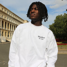 Load image into Gallery viewer, Manifest White Crewneck Sweatshirt Mens