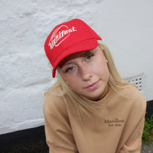 Load image into Gallery viewer, Manifest Embroidered Red Sports Cap