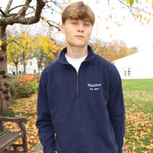 Load image into Gallery viewer, Manifest navy 1/4 zip pullover with embroidery