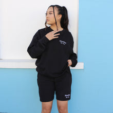 Load image into Gallery viewer, Comfortable black Manifest sweatshirt with intricate embroidery, perfect for casual, everyday wear.