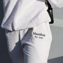 Load image into Gallery viewer, Casual white cotton joggers from Manifest, ideal for a laid-back, fashion-forward look.