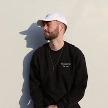 Load image into Gallery viewer, Manifest black sweatshirt with eye-catching embroidered design, perfect for adding a touch of style to your wardrobe