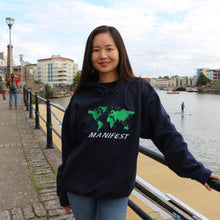 Load image into Gallery viewer, Manifest World Embroidered Navy Hoodie 
