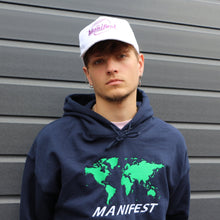 Load image into Gallery viewer, Manifest World Navy Embroidered Hoodie
