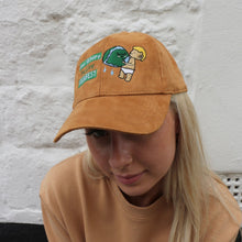 Load image into Gallery viewer, Brown embroidered Sued Cap Manifest
