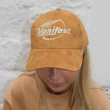 Load image into Gallery viewer, Brown Sued Embroidered Cap Manifest
