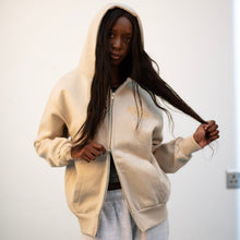 Load image into Gallery viewer, Manifest Full Zip Up Globe Hoodie Cream
