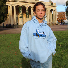 Load image into Gallery viewer, Manifest Baby Blue Sports Car Hoodie
