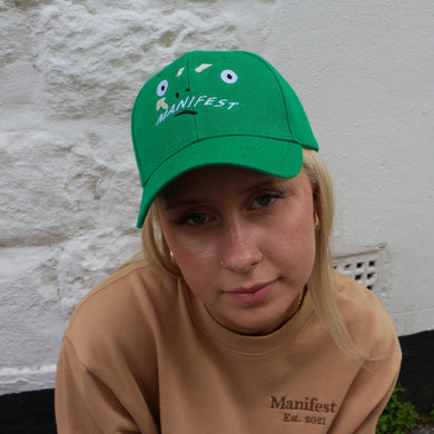 Frog Face Embroidered Cap Manifest Green