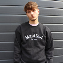 Load image into Gallery viewer, Black Embroidered Manifest Sweatshirt
