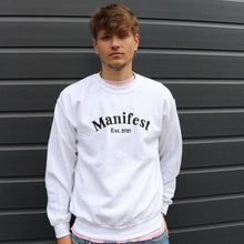 Load image into Gallery viewer, Manifest Designer White Sweatshirt
