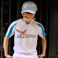 Load image into Gallery viewer, Manifest Sporty Eagle T Shirt White and Blue
