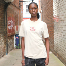 Load image into Gallery viewer, Manifest Clothing Cream emboidered heart on lock summer t shirt
