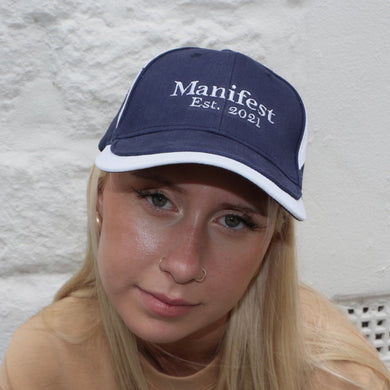 Manifest Embroidered Navy Sports Cap