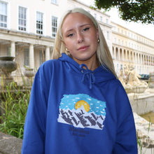 Load image into Gallery viewer, Manifest Sunset Embroidered Hoodie in blue
