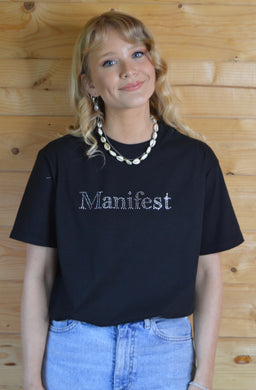 Manifest Black Diamante T Shirt