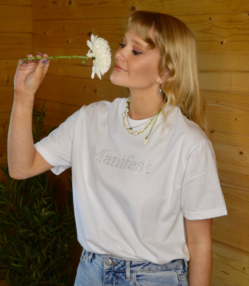 White Manifest Diamante T-Shirt